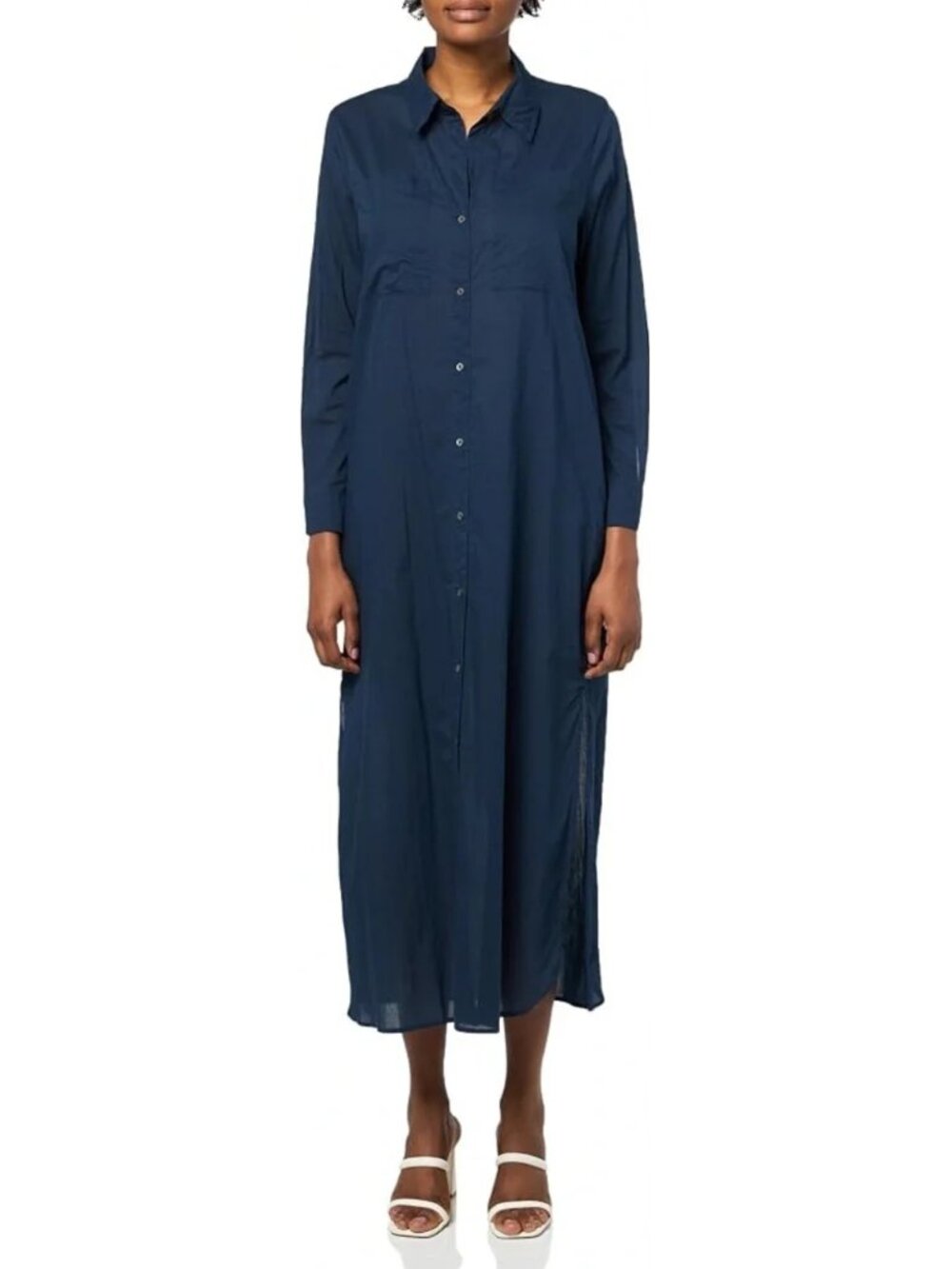 Nic+Zoe Navy Blue Cotton Long Shirtdress Sz Large
